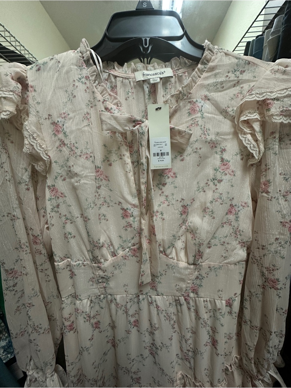 Francesca's Collections Pink Floral Long Sleeve Dress